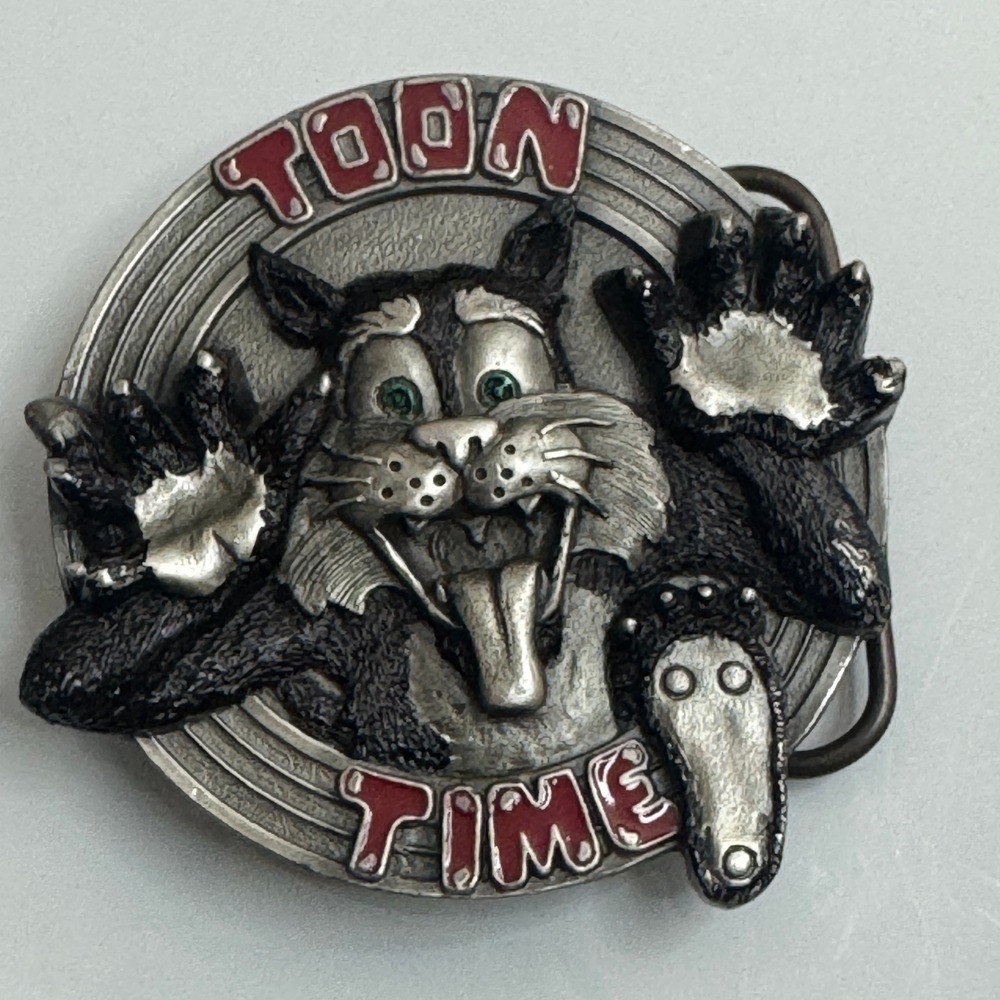 Bergamot 1994 Toon‎ Time Cat Belt Buckle Pewter Made in USA G 77